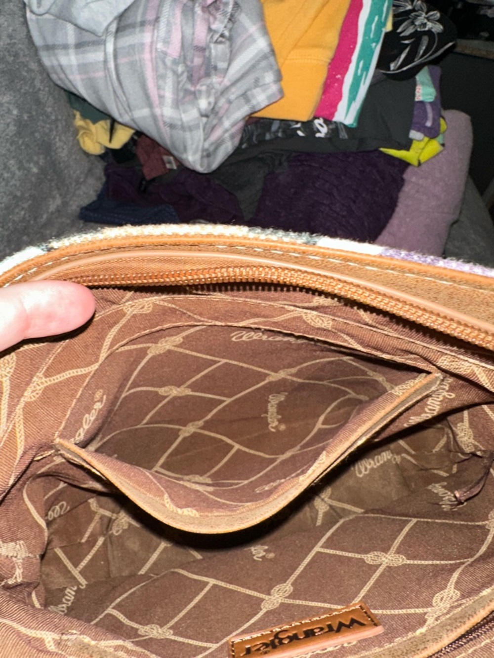 Wrangler Purple and Tan Aztec Crossbody Bag with wallet - Picture 4 of 8